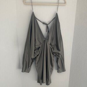 Zara Gray Draped Midi Dress